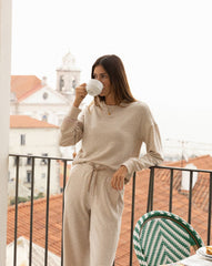 Heather Natural Travis Mathew Cloud Terry Wide Leg Pant