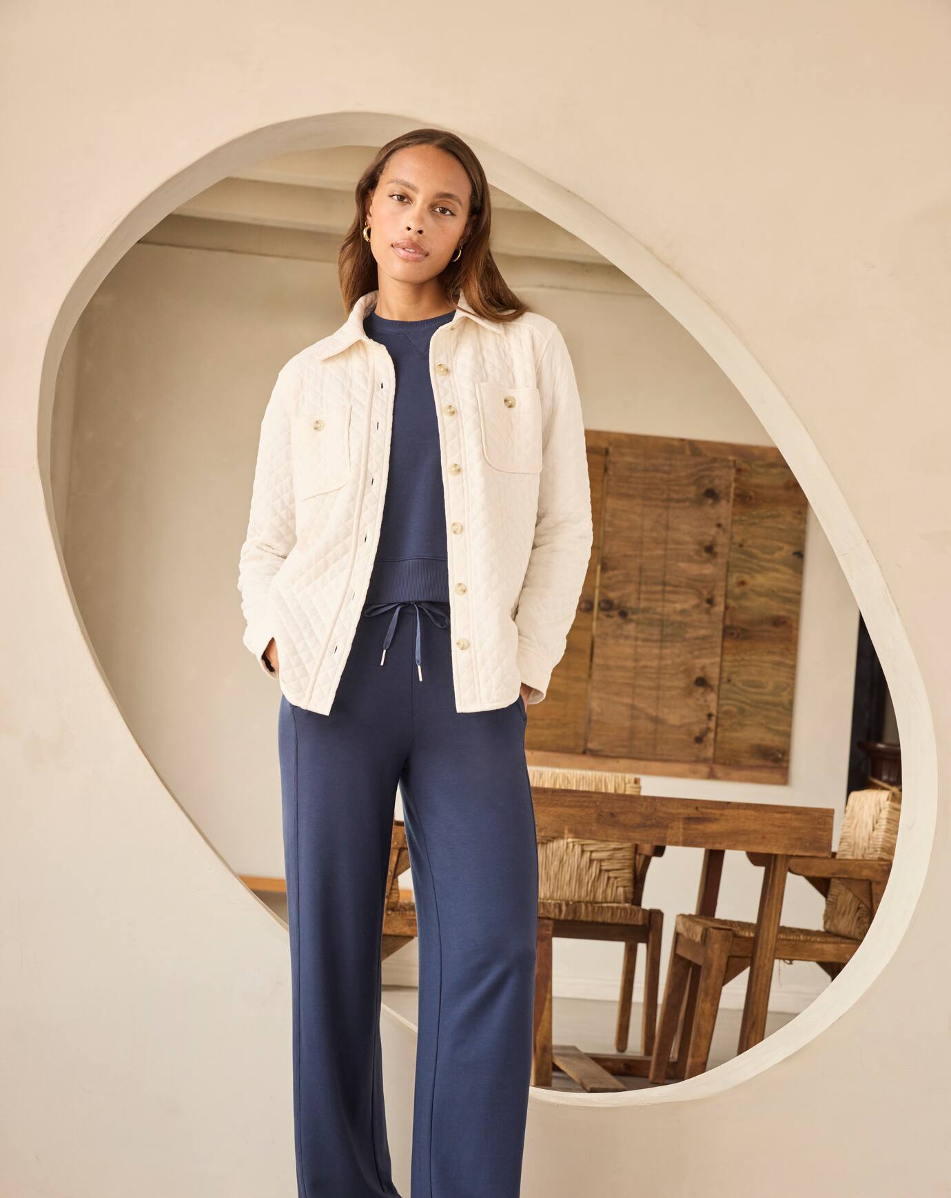 Navy Blazer Travis Mathew Cloud Terry Wide Leg Pant